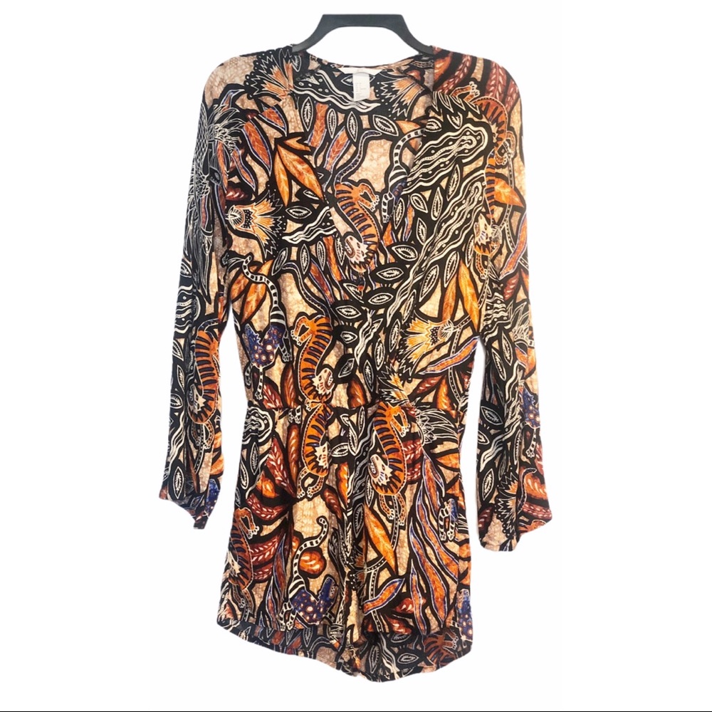 H&M Black & Orange Safari Print Romper Size 4